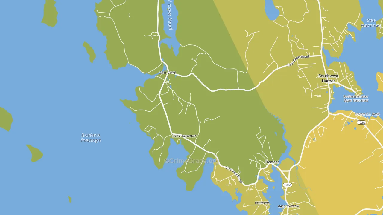 Seal Cove, ME Map of Vehicle Theft Rates