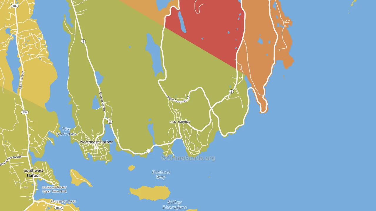 Seal Harbor, ME Map of Vehicle Theft Rates