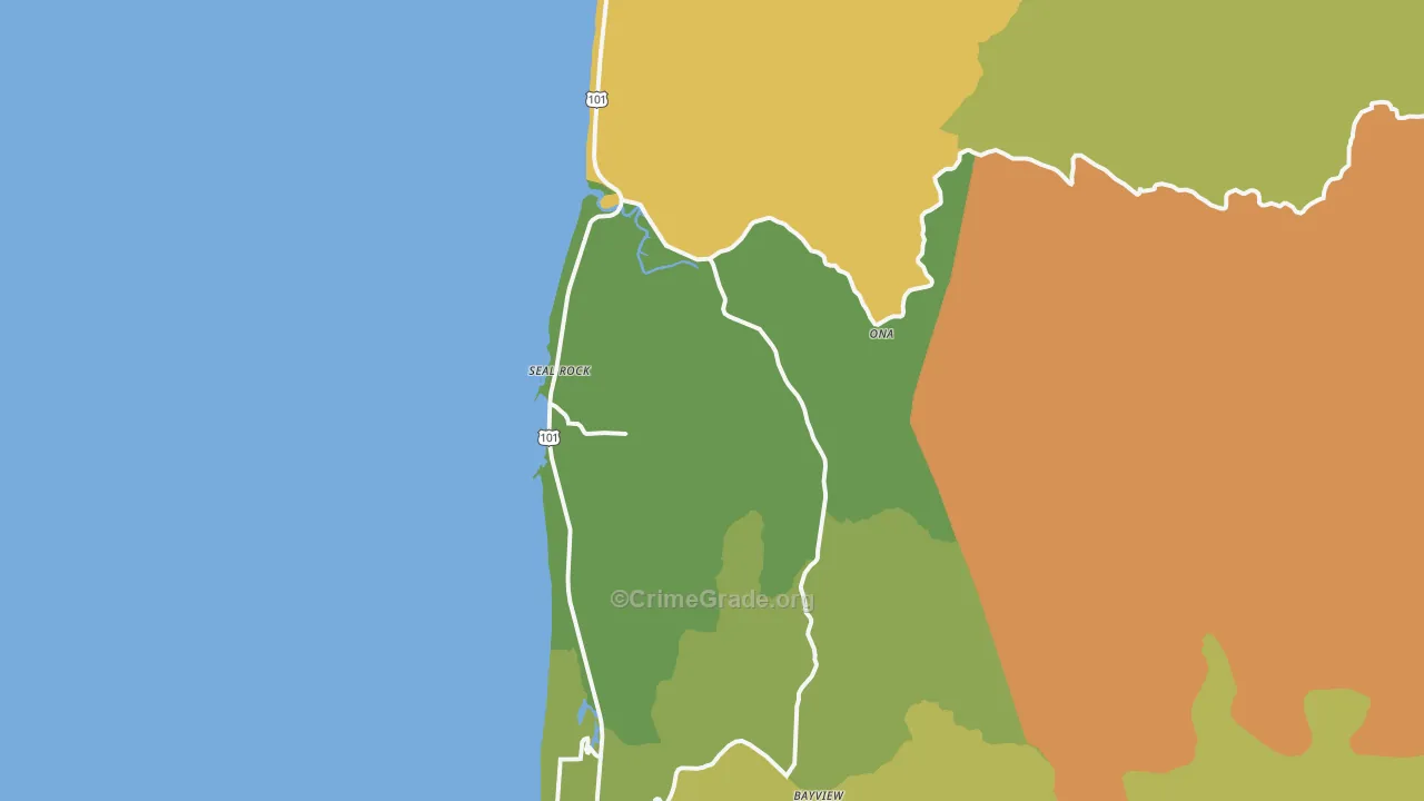 Seal Rock, OR Map of Vehicle Theft Rates