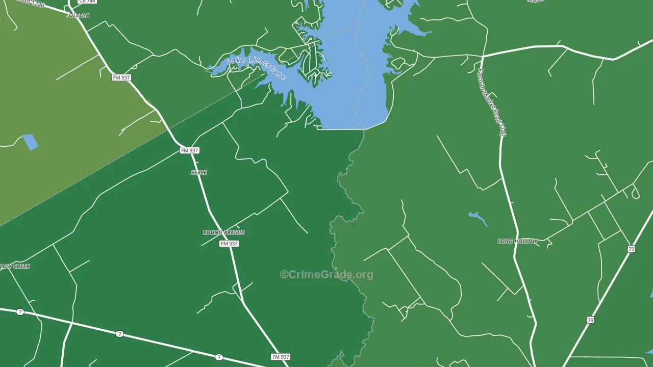 Seale, TX Map of Vehicle Theft Rates