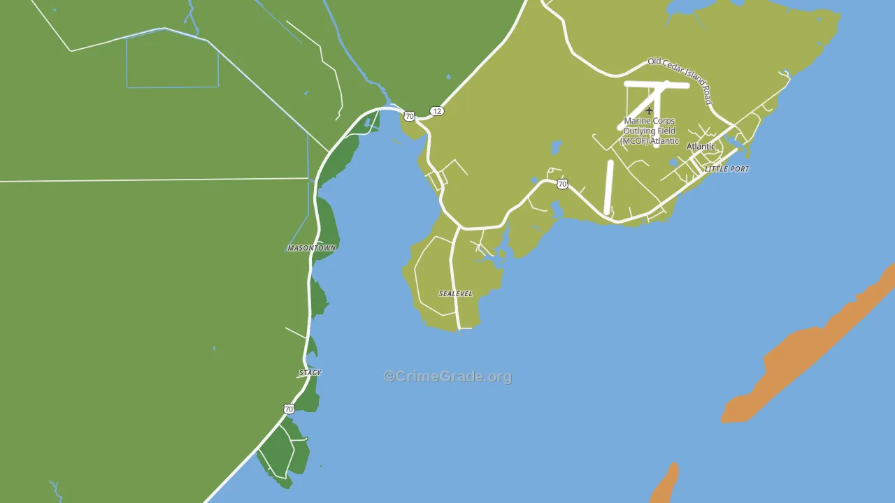 Sealevel, NC Map of Vehicle Theft Rates