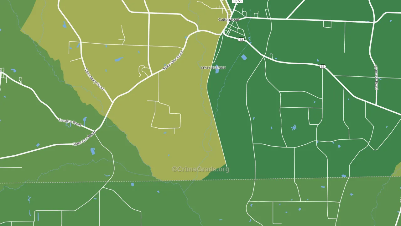 Sealy Springs, AL Map of Vehicle Theft Rates
