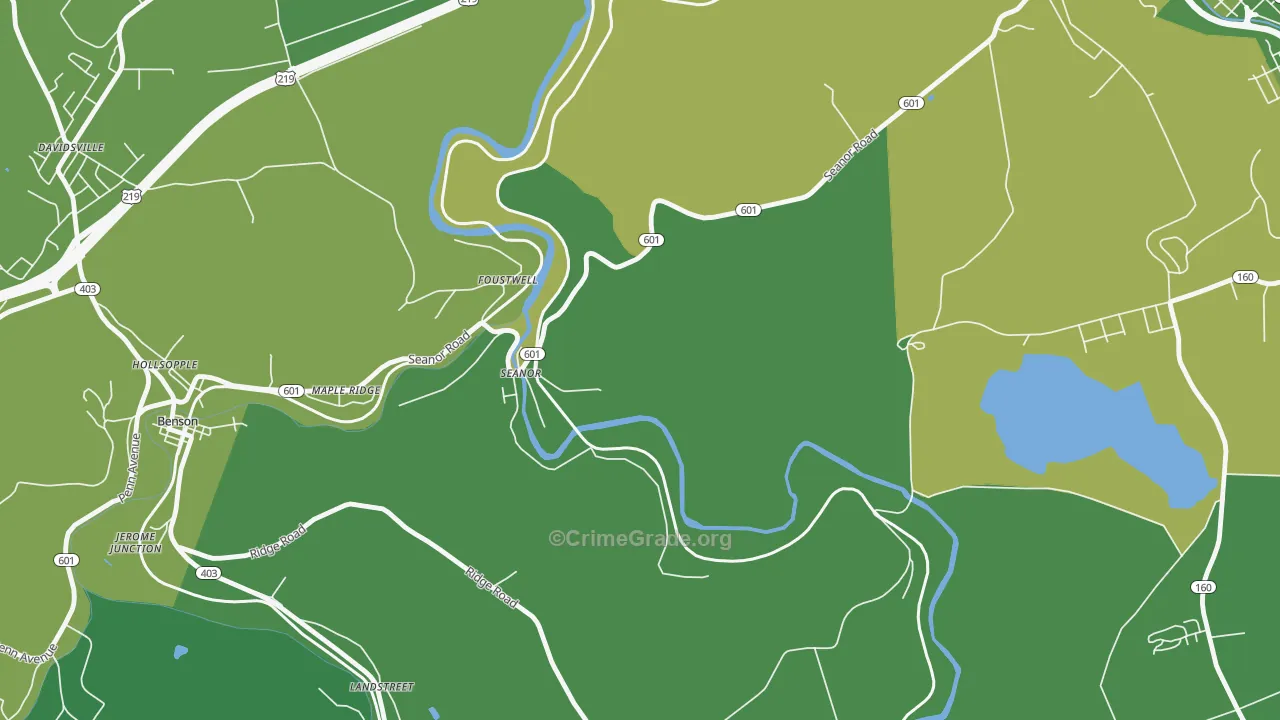 Seanor, PA Map of Vehicle Theft Rates