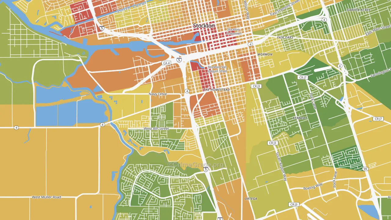 Seaport, Stockton, CA Map of Vehicle Theft Rates