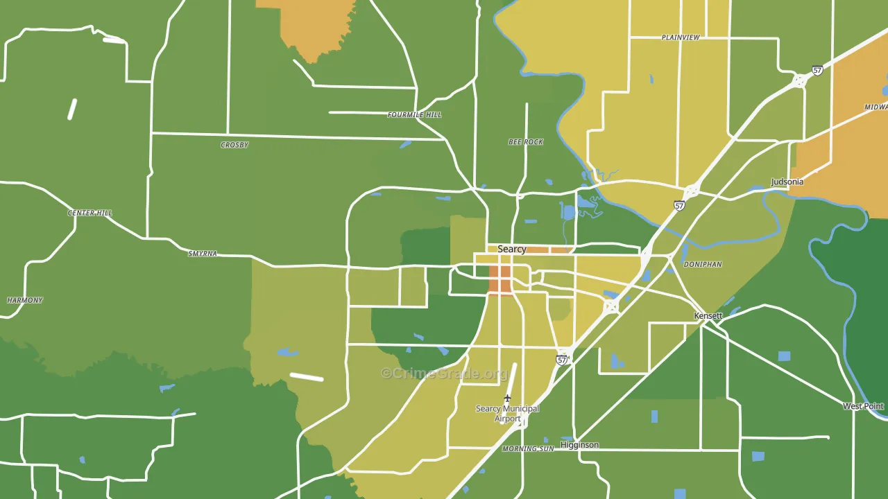 Searcy, AR Map of Vehicle Theft Rates