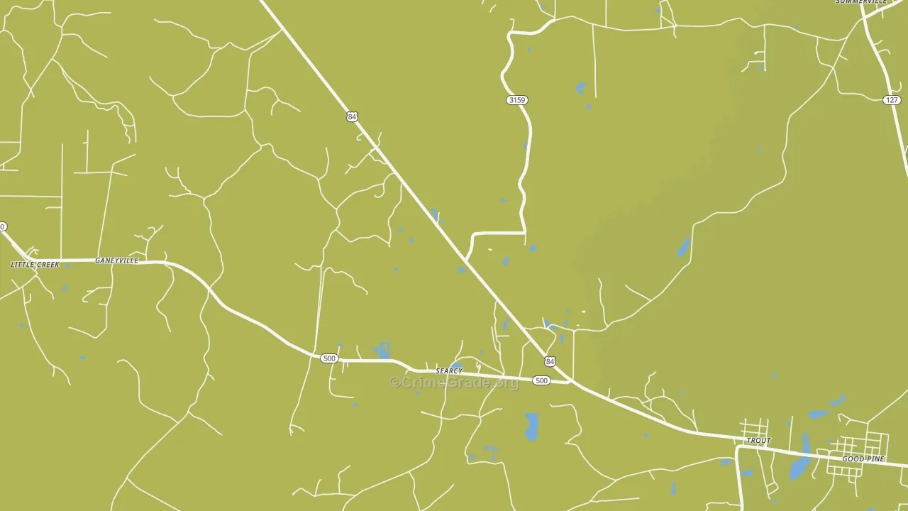 Searcy, LA Map of Vehicle Theft Rates