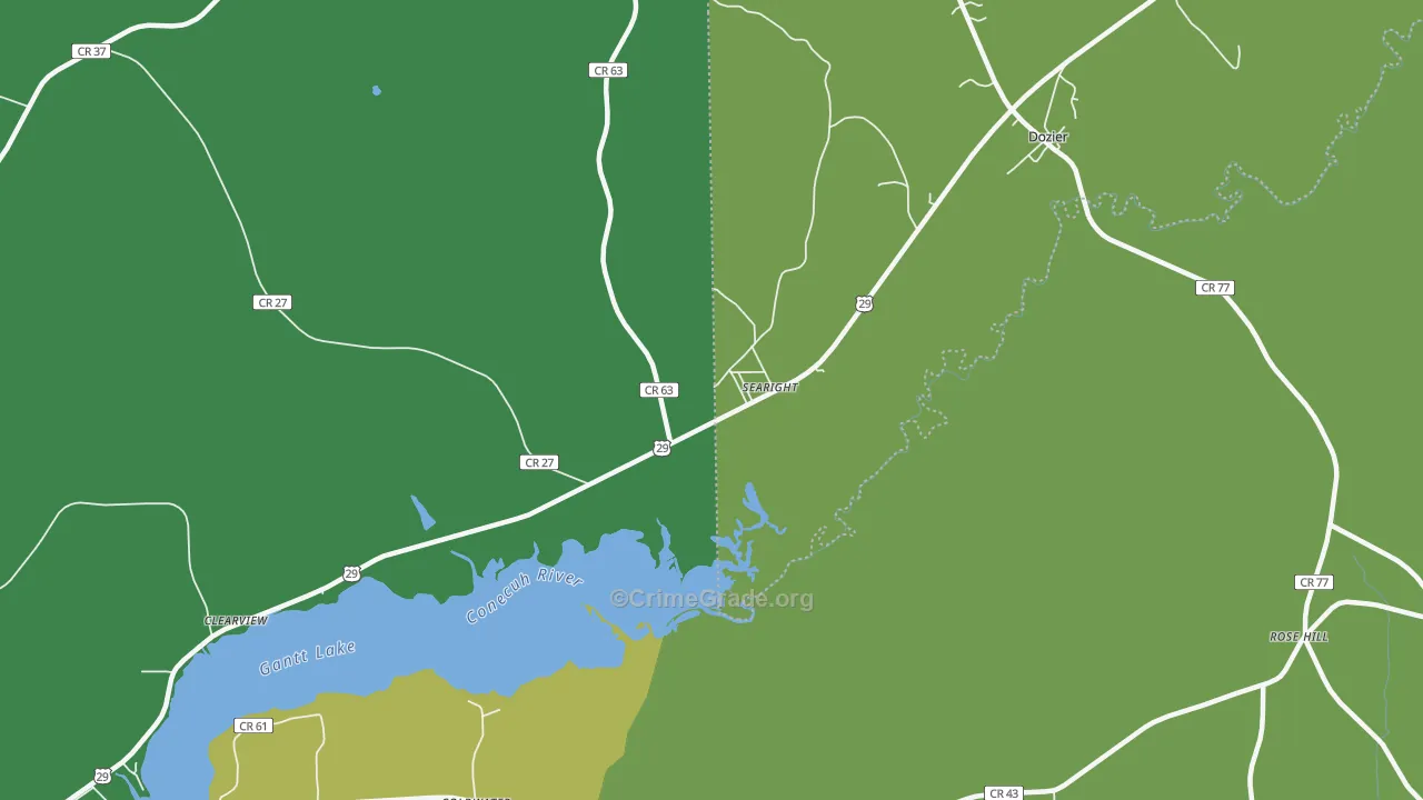 Searight, AL Map of Vehicle Theft Rates