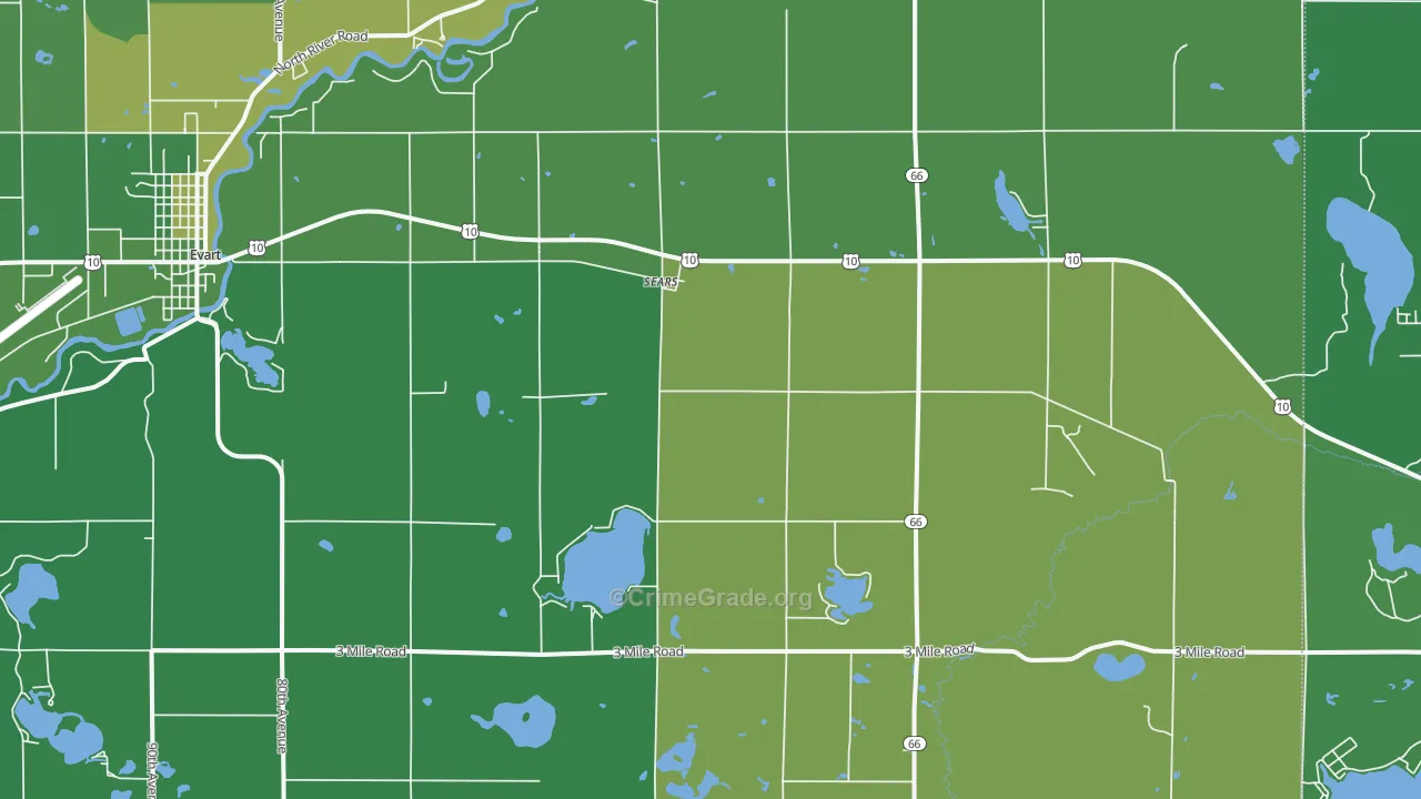Sears, MI Map of Vehicle Theft Rates