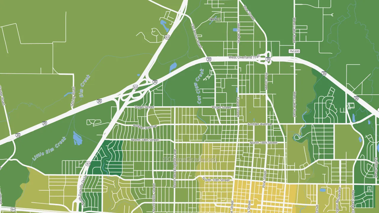 Sears Park Area, Abilene, TX Map of Vehicle Theft Rates