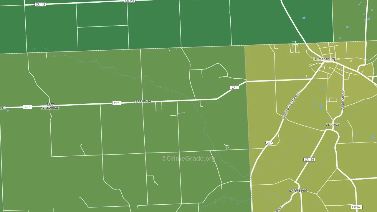 Searsburg, NY Map of Vehicle Theft Rates