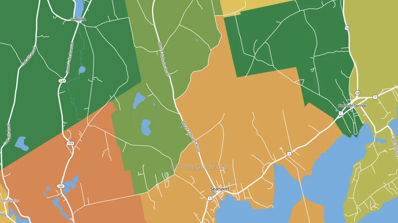 Searsport, ME Map of Vehicle Theft Rates