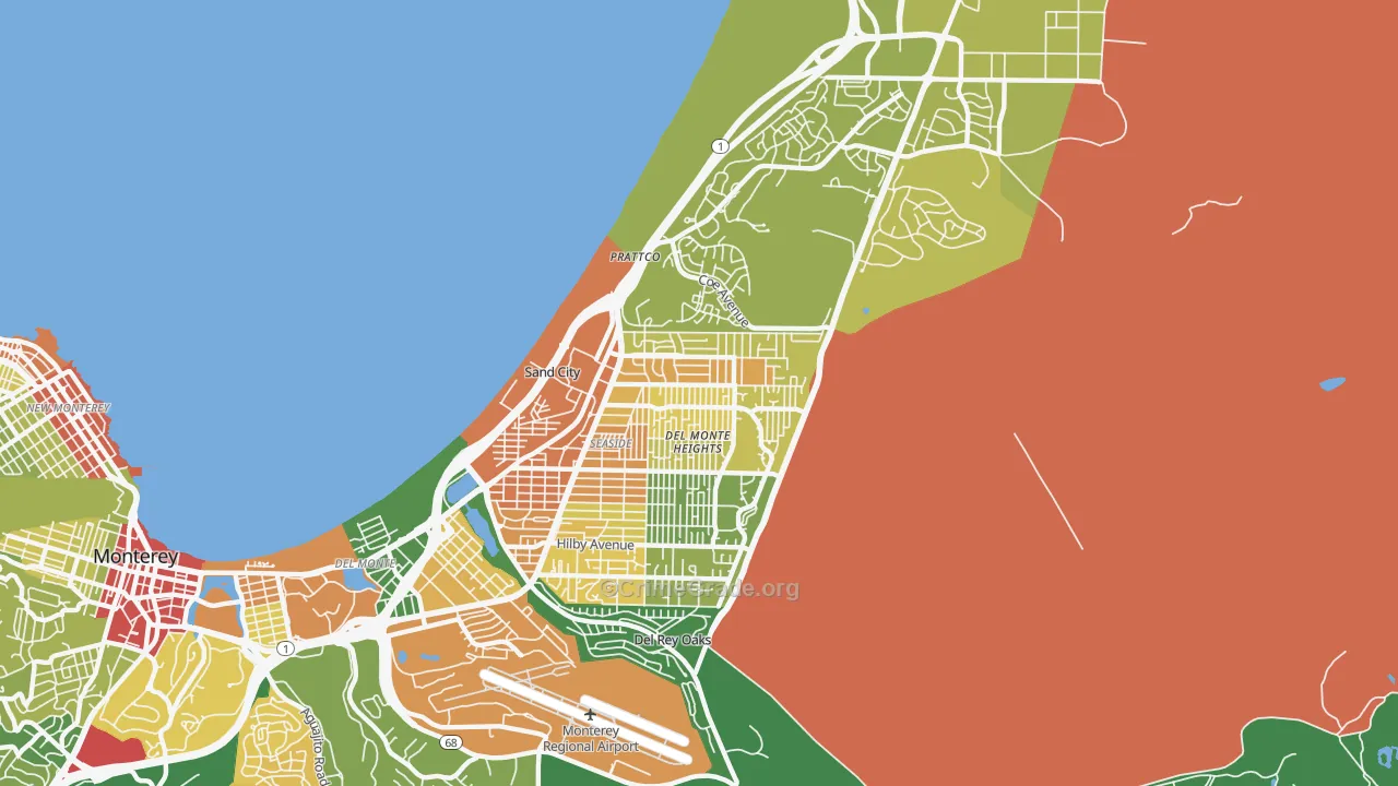 Seaside, CA Map of Vehicle Theft Rates