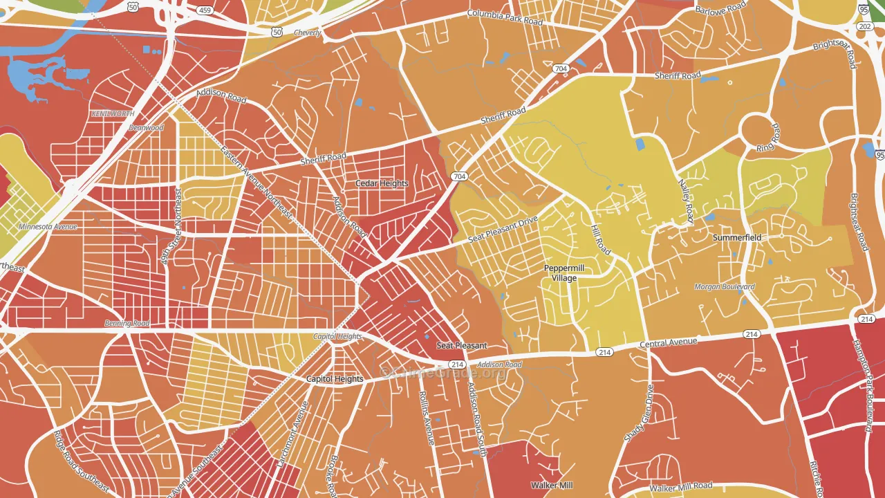 Seat Pleasant, MD Map of Vehicle Theft Rates