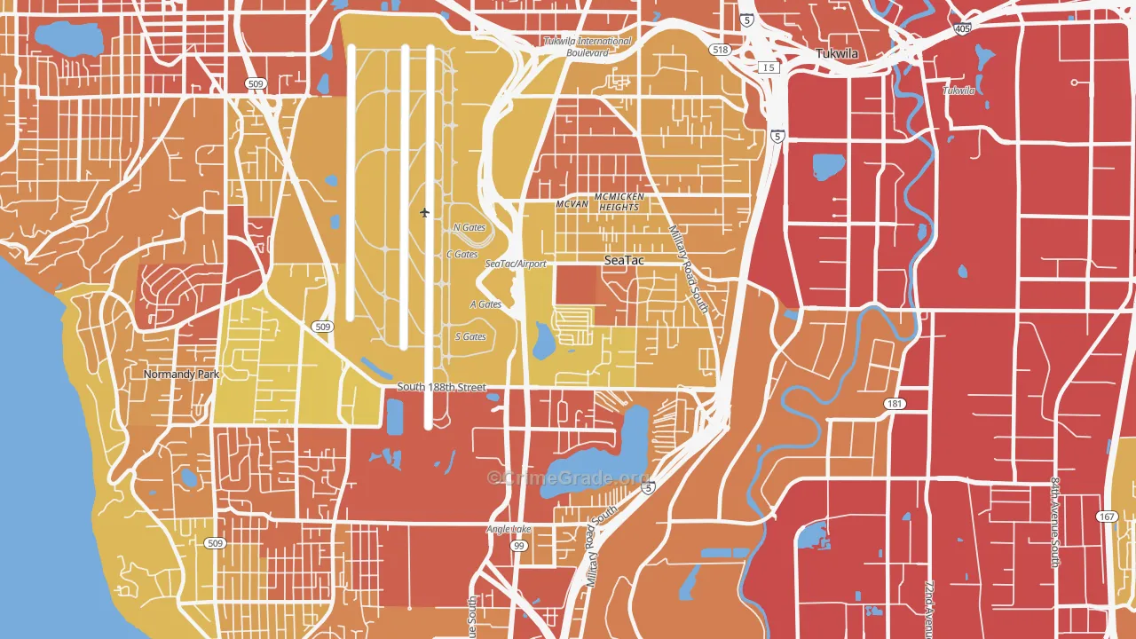 SeaTac, WA Map of Vehicle Theft Rates