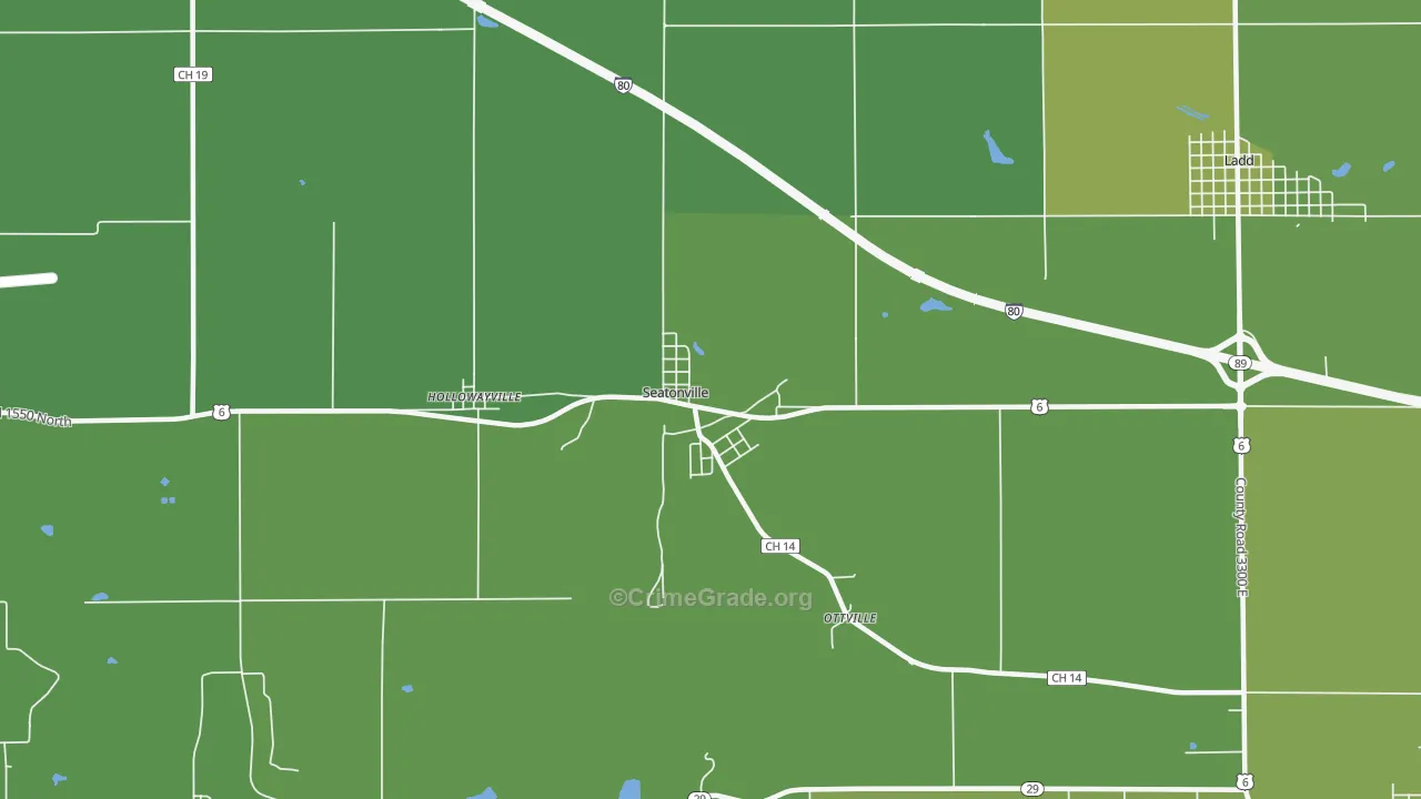 Seatonville, IL Map of Vehicle Theft Rates