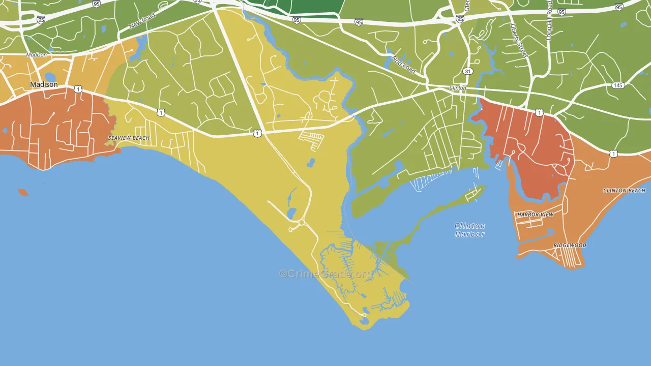 Seaview Beach, CT Map of Vehicle Theft Rates
