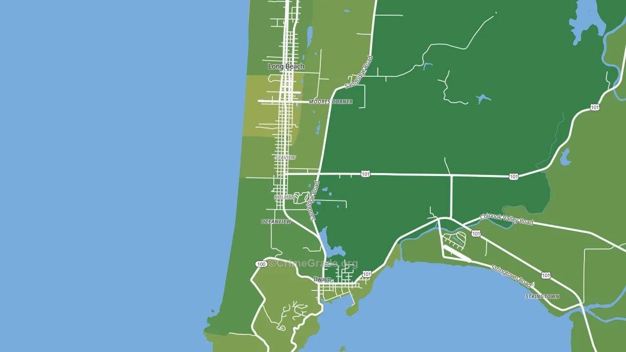 Seaview, WA Map of Vehicle Theft Rates