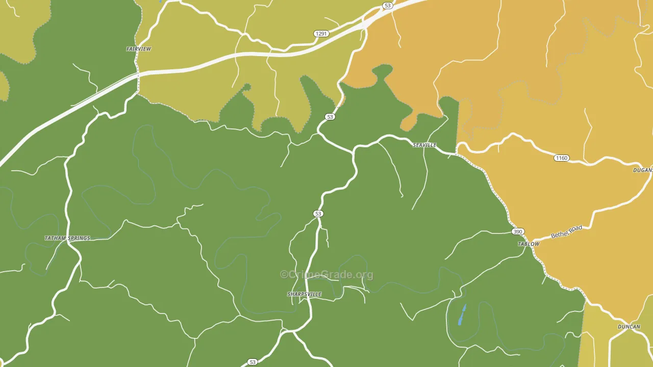 Seaville, KY Map of Vehicle Theft Rates
