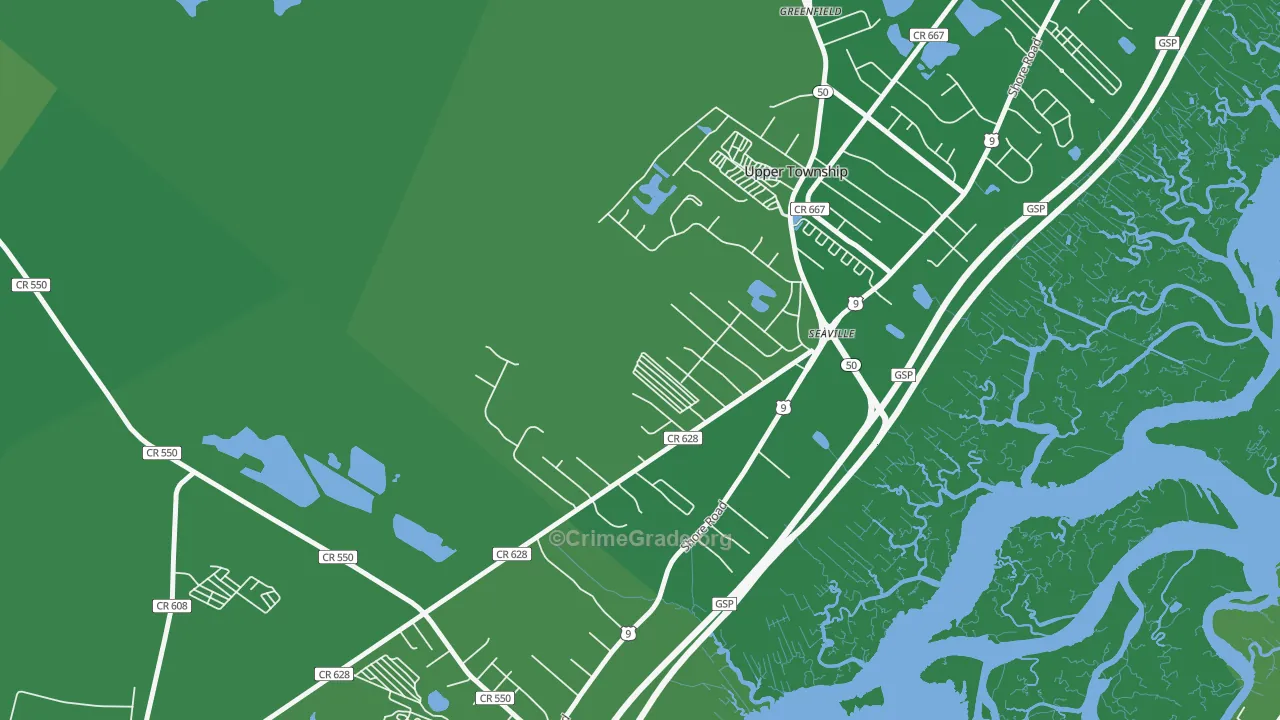 Seaville, NJ Map of Vehicle Theft Rates