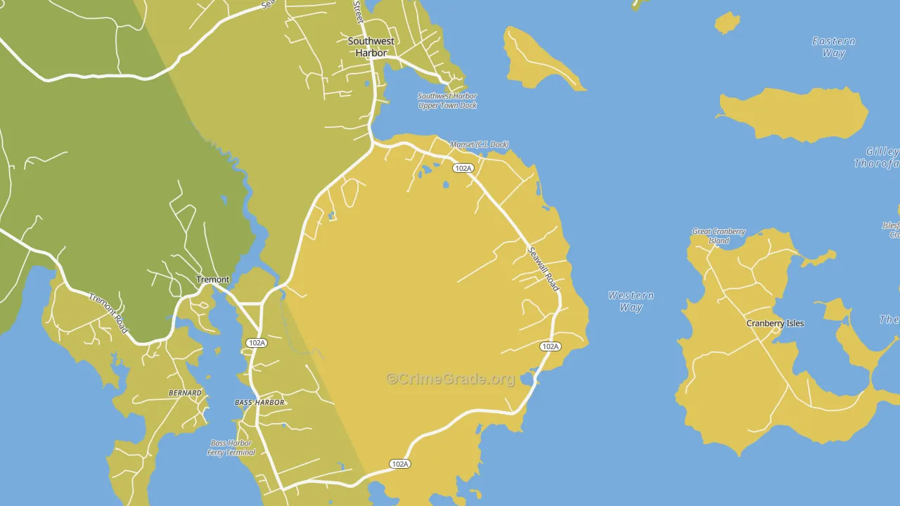 Seawall, ME Map of Vehicle Theft Rates