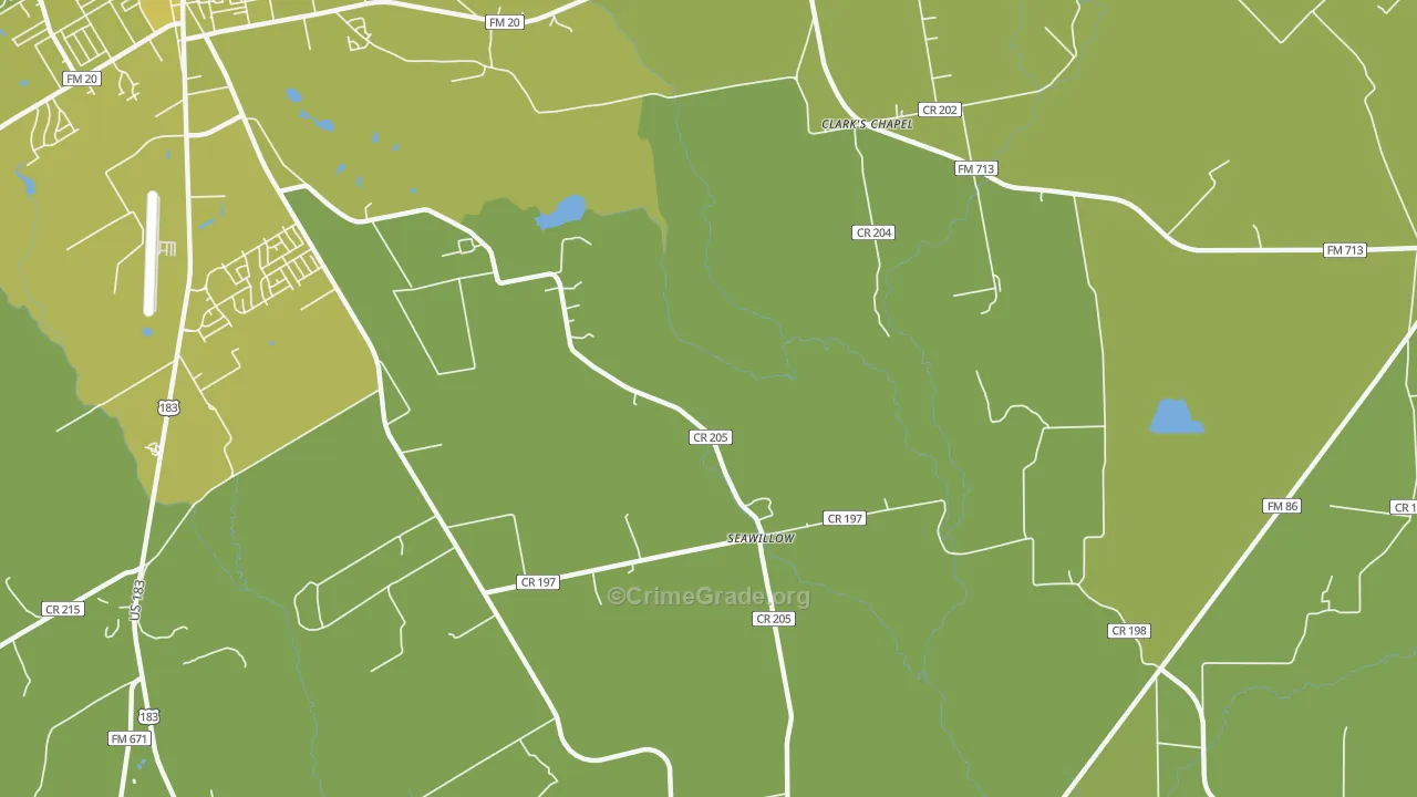 Seawillow, TX Map of Vehicle Theft Rates