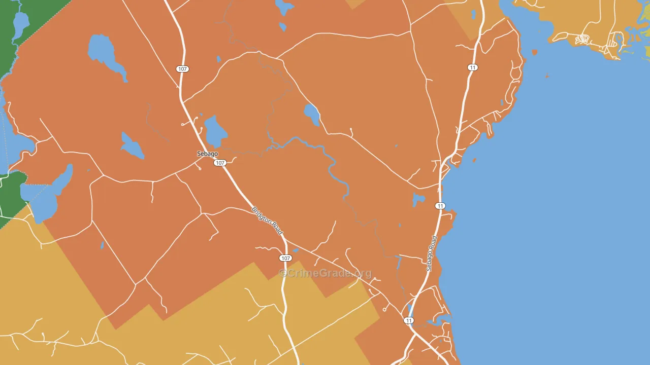Sebago, ME Map of Vehicle Theft Rates