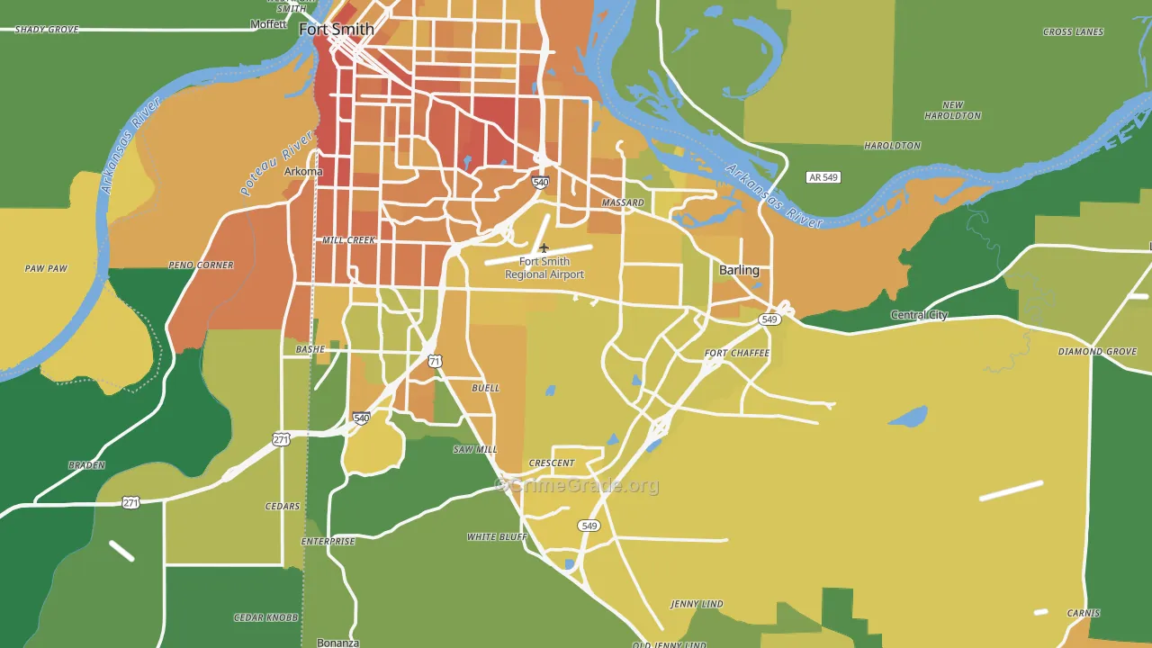 Sebastian County, AR Map of Vehicle Theft Rates