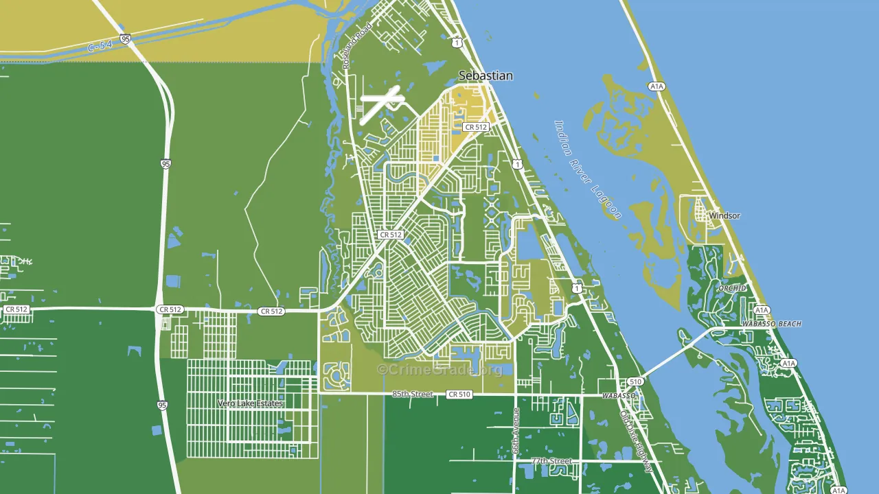 Sebastian, FL Map of Vehicle Theft Rates