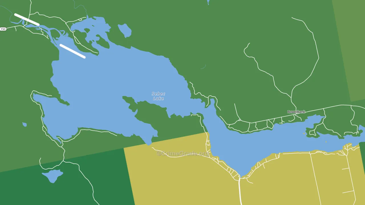 Sebec Lake, ME Map of Vehicle Theft Rates