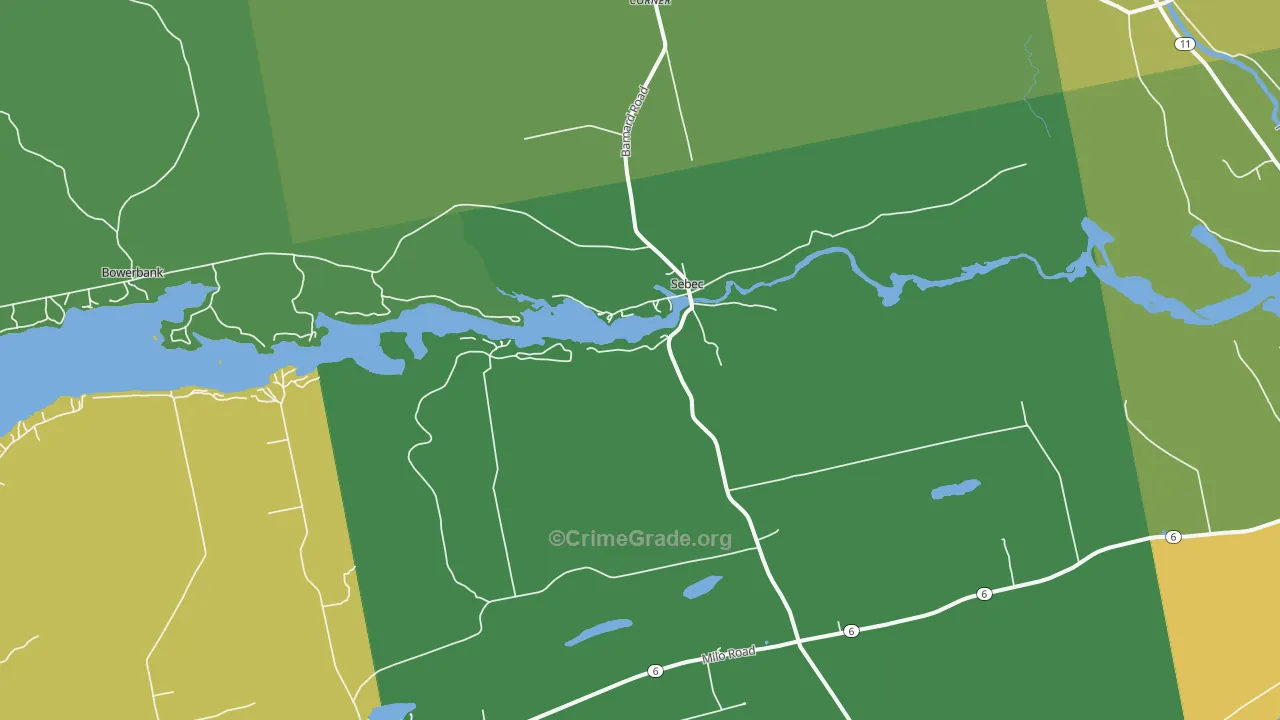 Sebec, ME Map of Vehicle Theft Rates