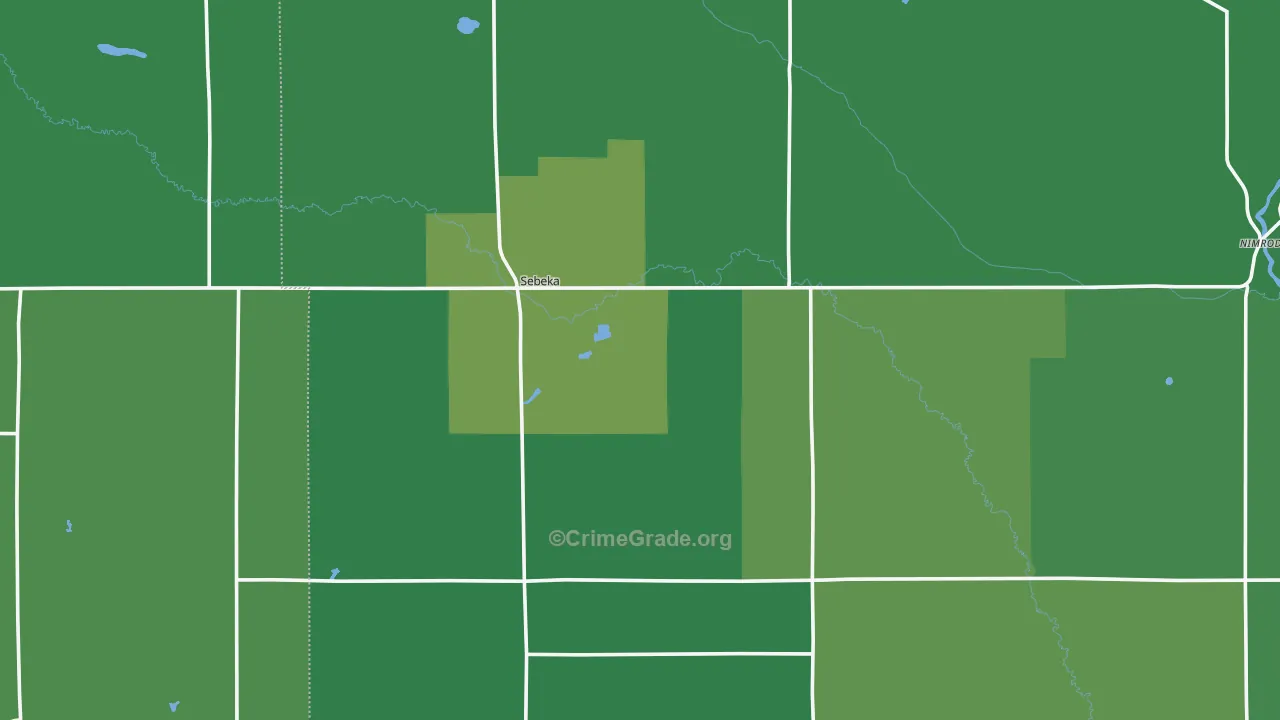 Sebeka, MN Map of Vehicle Theft Rates