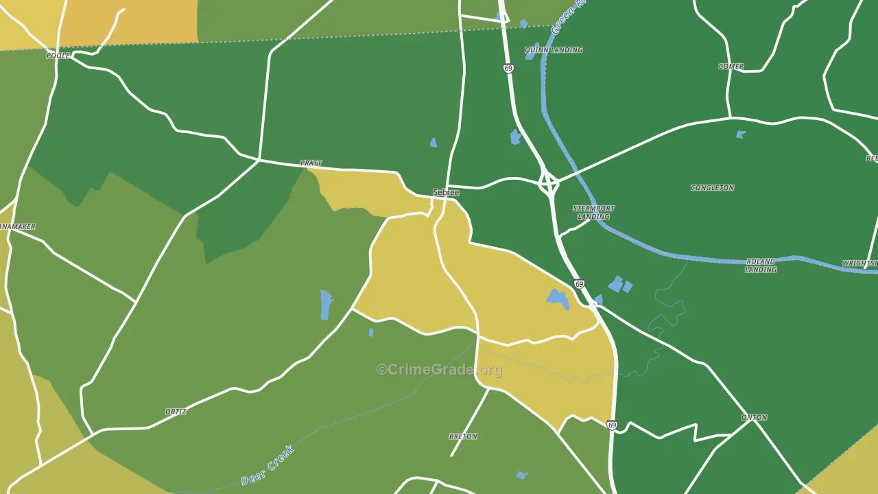 Sebree, KY Map of Vehicle Theft Rates