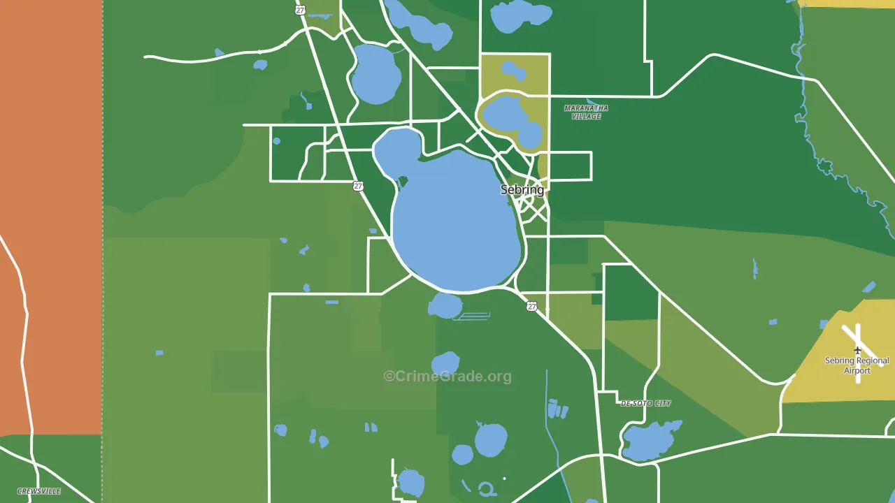 Sebring, FL Map of Vehicle Theft Rates