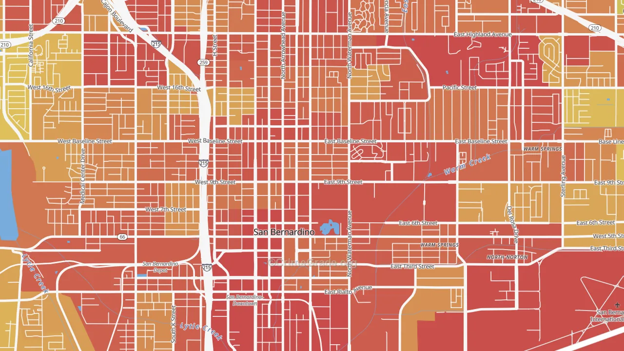 Seccombe Lane, San Bernardino, CA Map of Vehicle Theft Rates