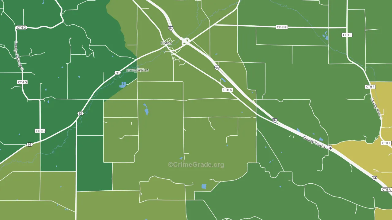 Sechlerville, WI Map of Vehicle Theft Rates