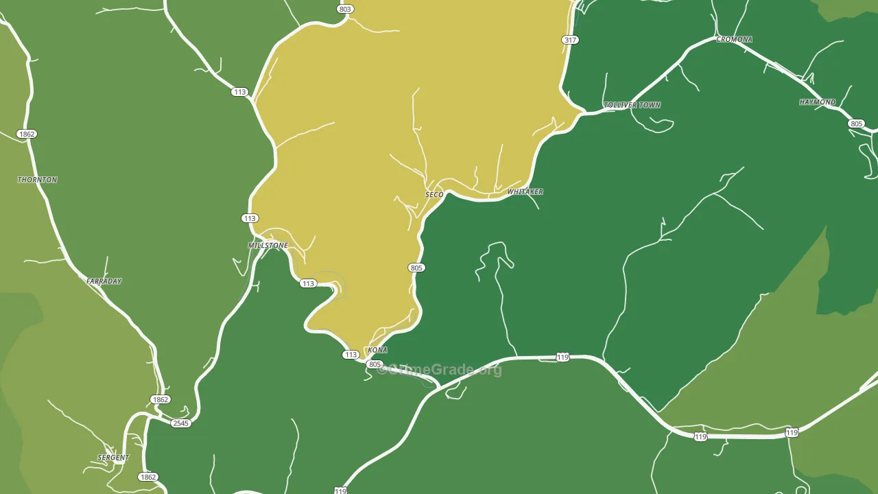 Seco, KY Map of Vehicle Theft Rates