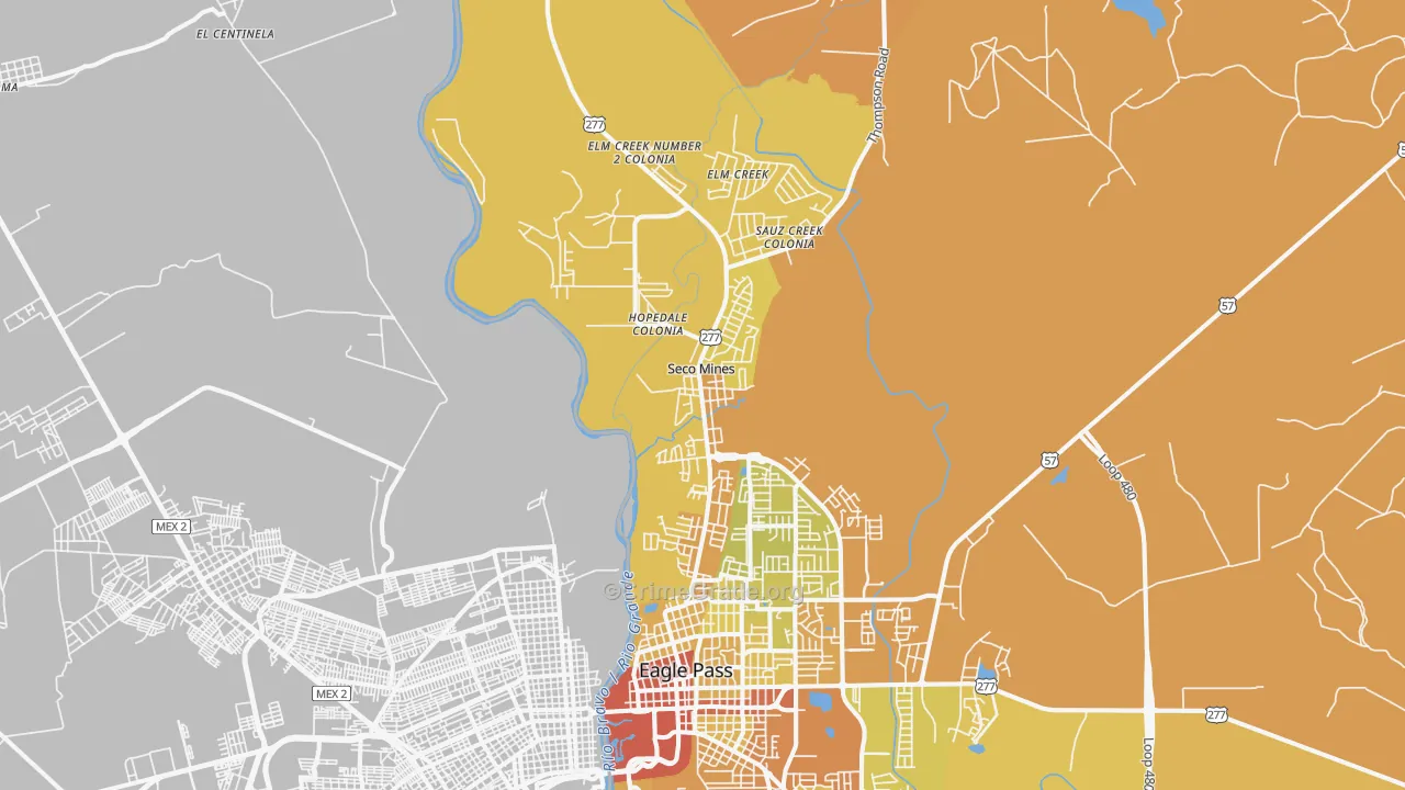 Seco Mines, TX Map of Vehicle Theft Rates