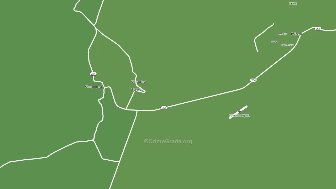 Second Mesa, AZ Map of Vehicle Theft Rates