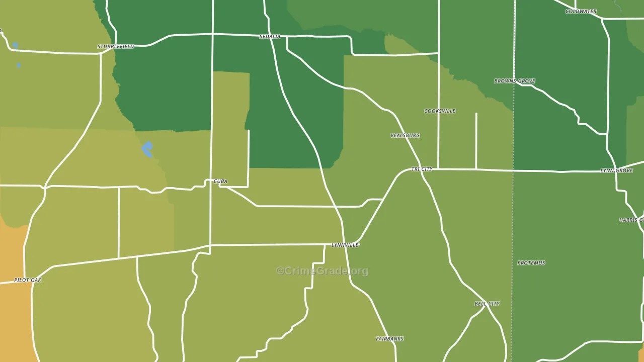 Sedalia, KY Map of Vehicle Theft Rates