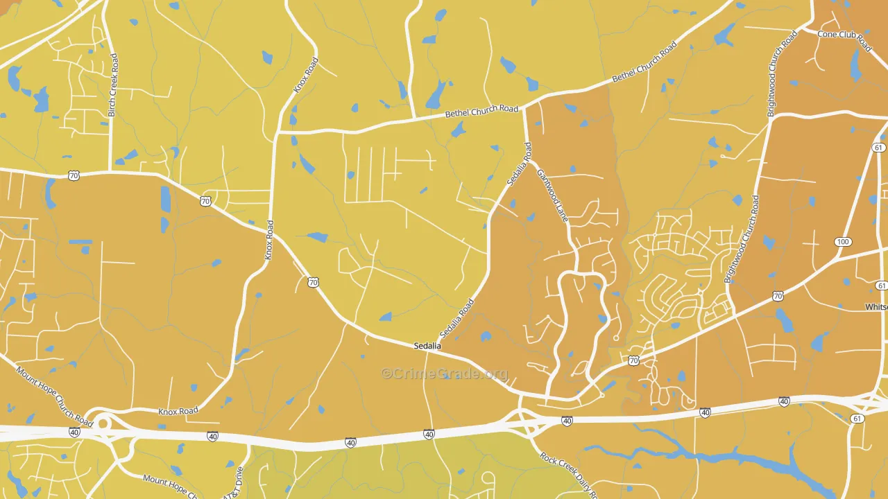 Sedalia, NC Map of Vehicle Theft Rates