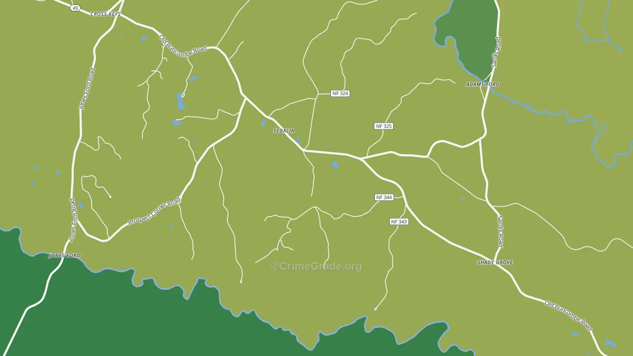 Sedalia, SC Map of Vehicle Theft Rates