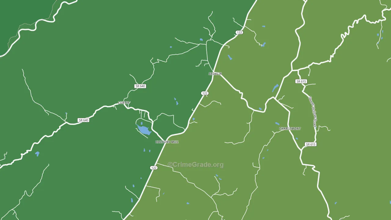 Sedalia, VA Map of Vehicle Theft Rates