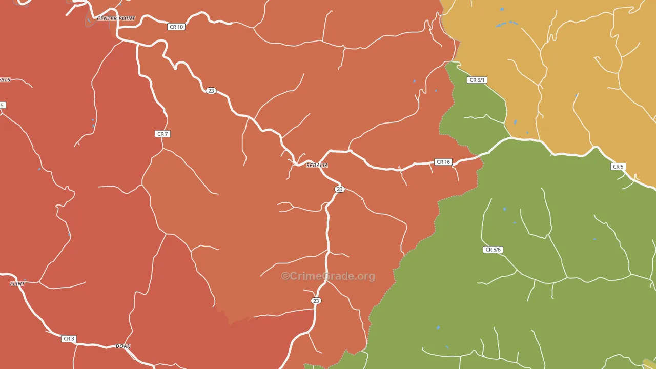 Sedalia, WV Map of Vehicle Theft Rates