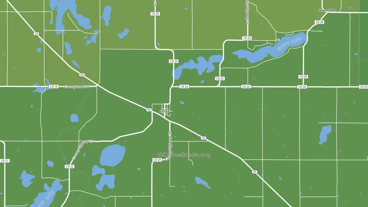 Sedan, MN Map of Vehicle Theft Rates