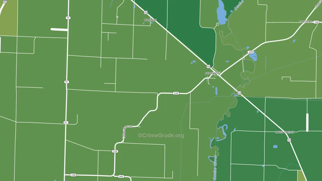 Sedgwick, AR Map of Vehicle Theft Rates