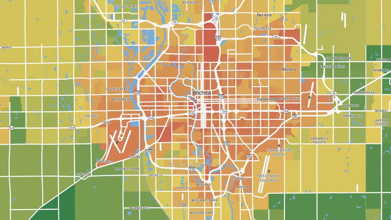 Sedgwick County, KS Map of Vehicle Theft Rates