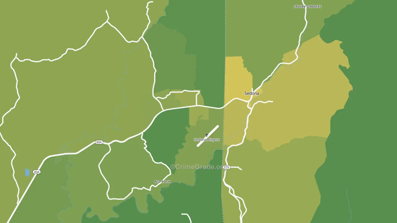 Sedona, AZ Map of Vehicle Theft Rates