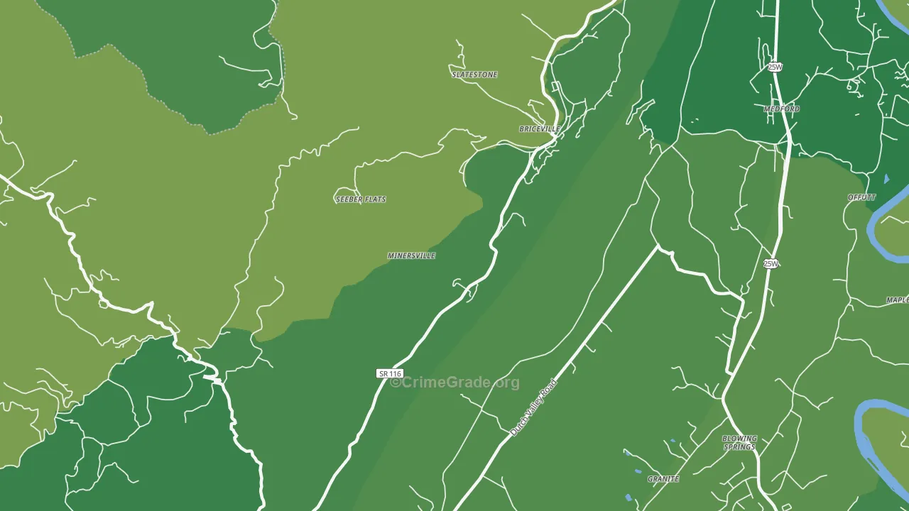 Seeber Flats, TN Map of Vehicle Theft Rates