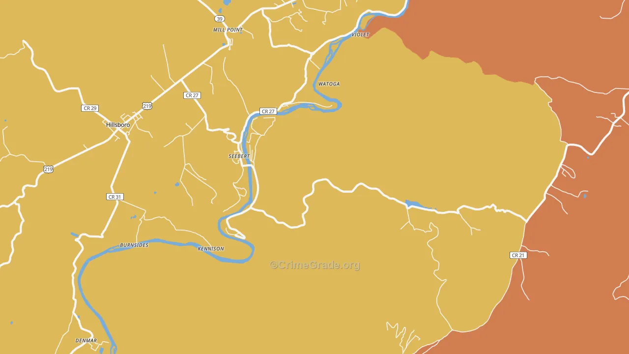 Seebert, WV Map of Vehicle Theft Rates