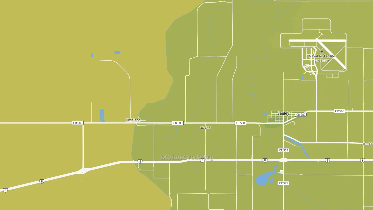 Seeley, CA Map of Vehicle Theft Rates